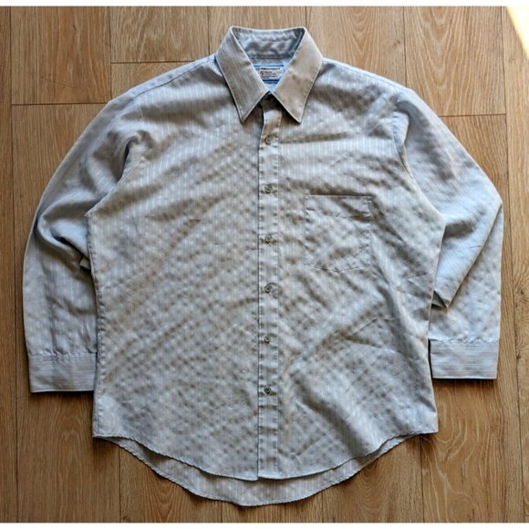 Sears Vintage 80s Perma-Prest Baby Blue Polyester Dress Shirt / Size Large 16.5 - Picture 1 of 5